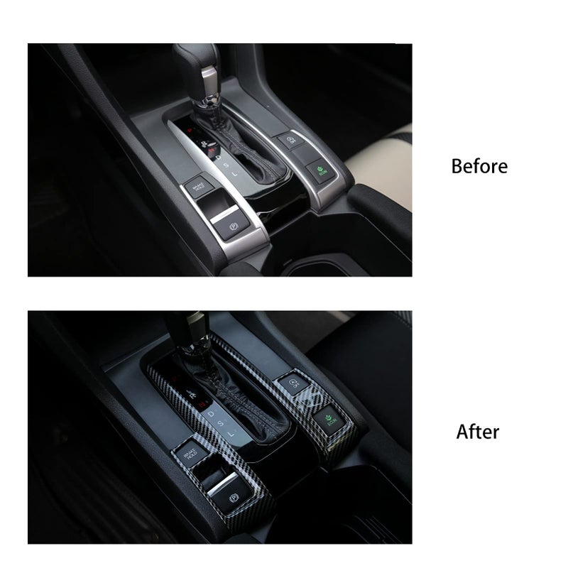 Thenice for 10th Gen Civic Gear Boots Trims CVT Automatic Transmission Shift Panel Stickers for Honda Civic Sedan Hatchback Coupe 2021 2020 2019 2018 2017 2016 -Carbon Fiber Grain - Image 5